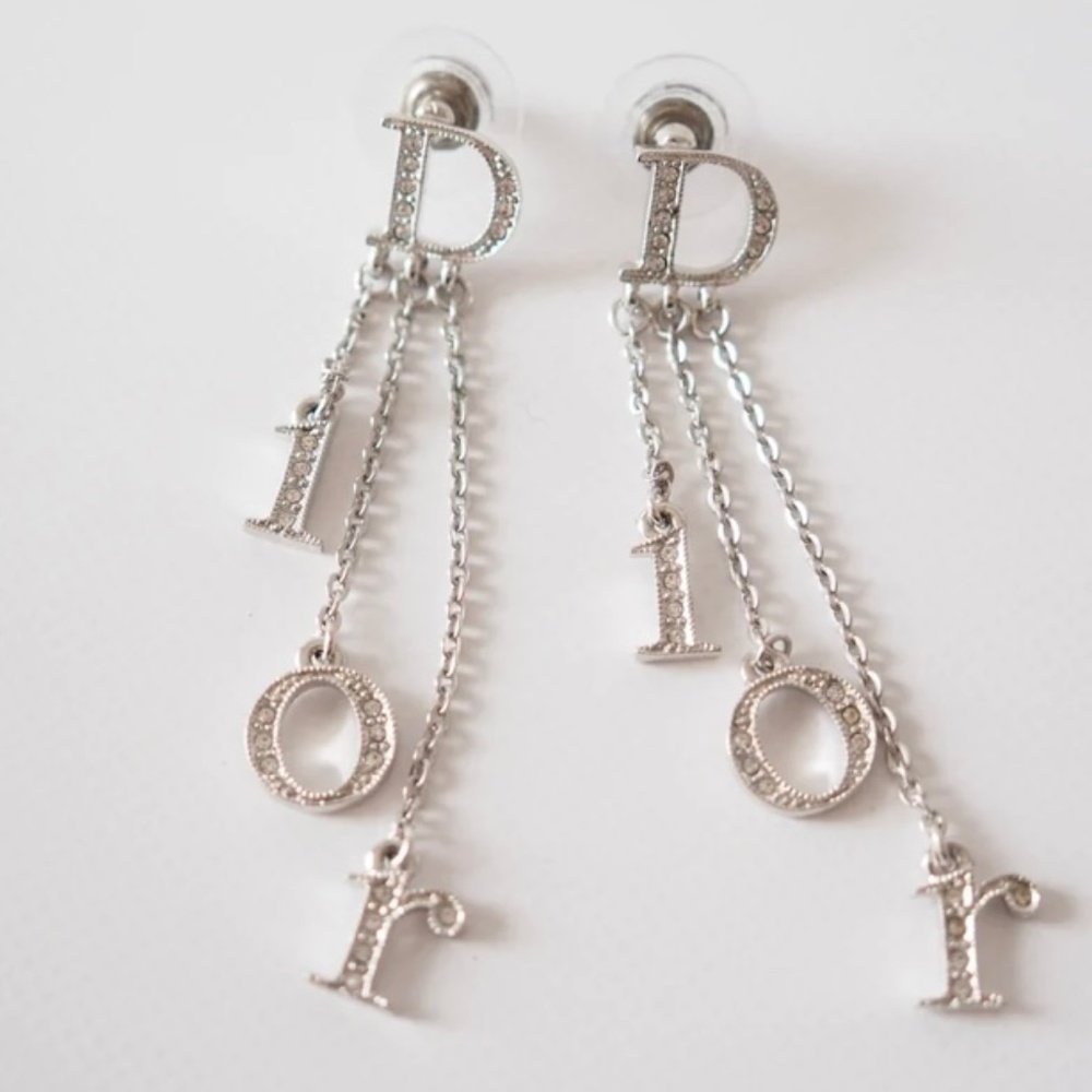 Christian Dior dangling letter earrings